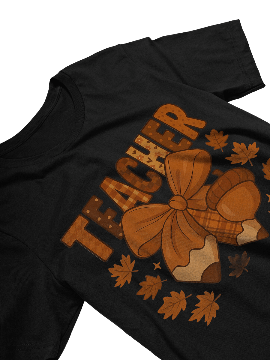 Autumn Teacher T-Shirt – Fall Pencil Bow and Acorn Design for Educators product image (15)