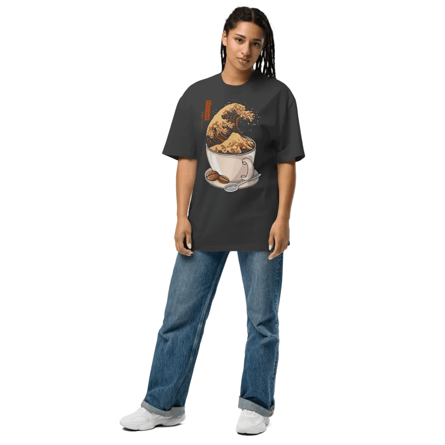 The Great Wave of Cappuccino - Oversized Tee 100% coton product image (10)