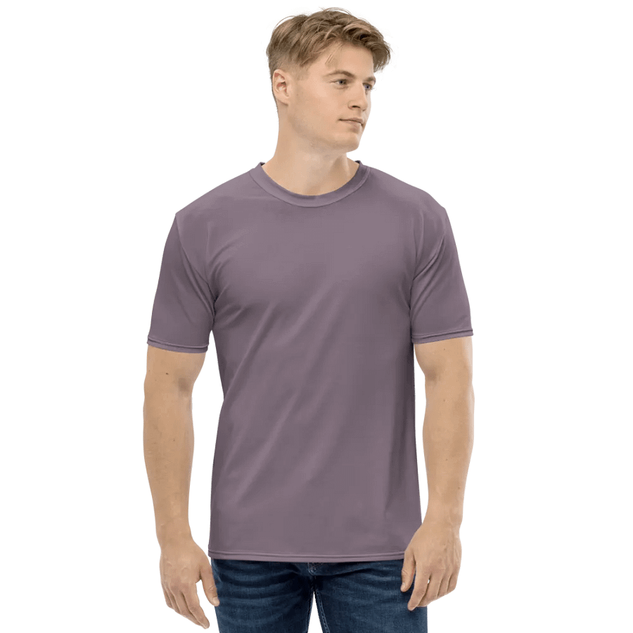Plain Faded Orchid Grey Soft Summer Men's Crewneck Polyester Heavyweight Premium T-Shirt by Treasure Pie product image (4)