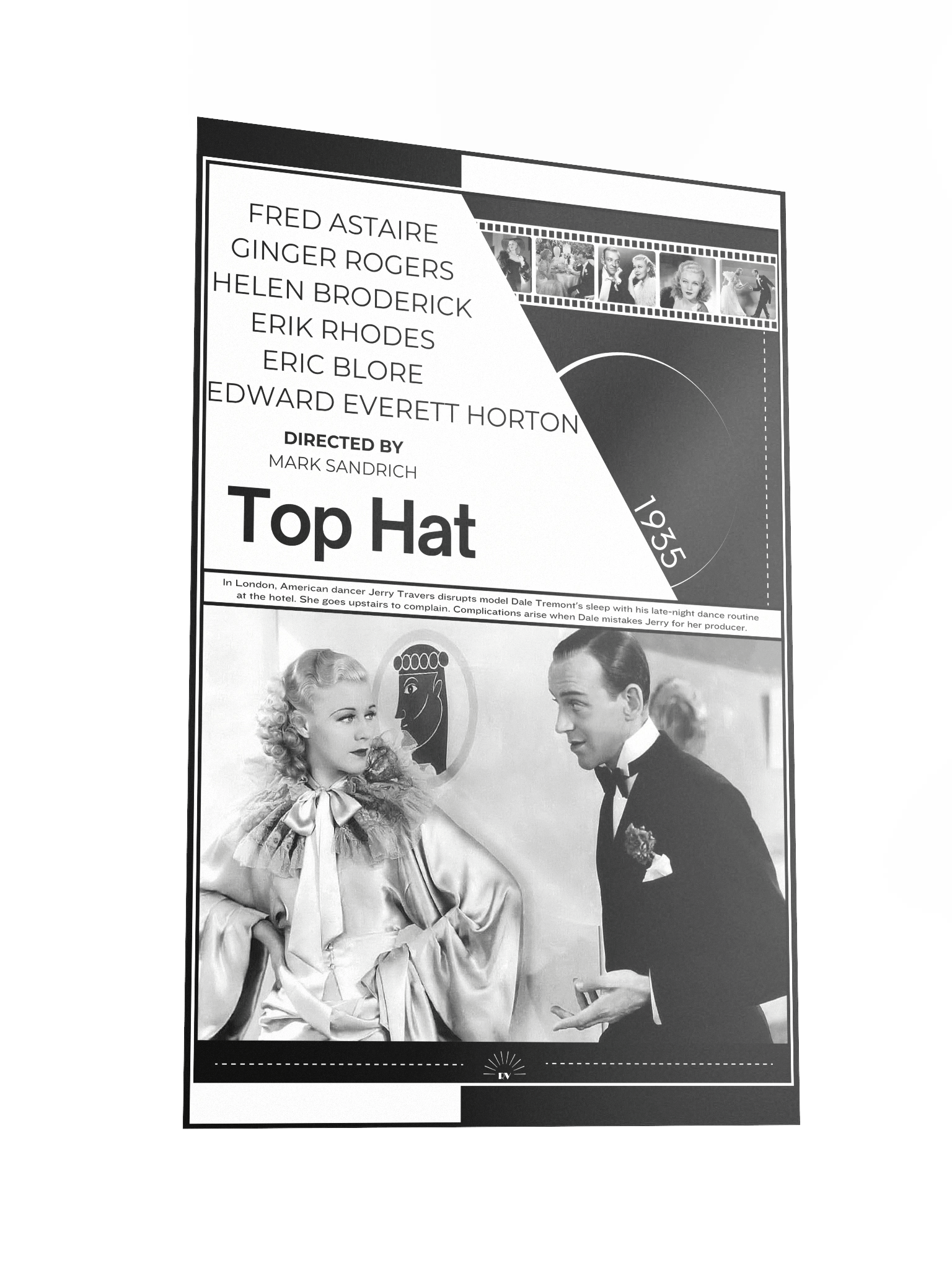 Top Hat with Fred Astaire and Ginger Rogers 1935 | Movie Poster | 12x18 Wall Art product image (2)