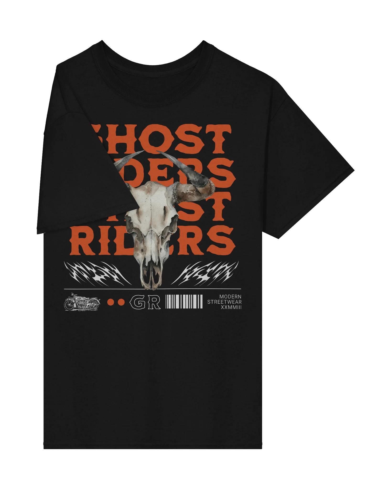 Unique Ghost Riders Horn Skull T-Shirt for Motorcycle Wear product image (36)