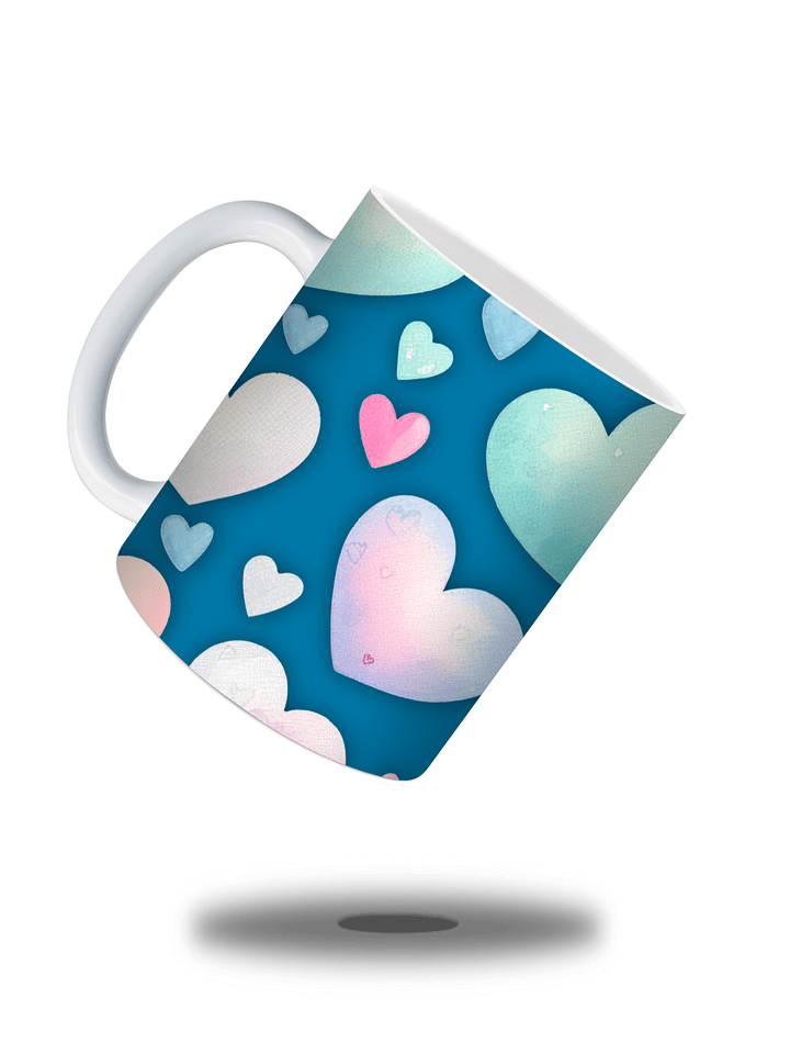 (Blue) Colorful Hearts 11oz Coffee Mug – Cute and Romantic Love-Themed Ceramic Cup – Perfect for Valentine's Day, Anniversaries, or Daily Use product image (2)
