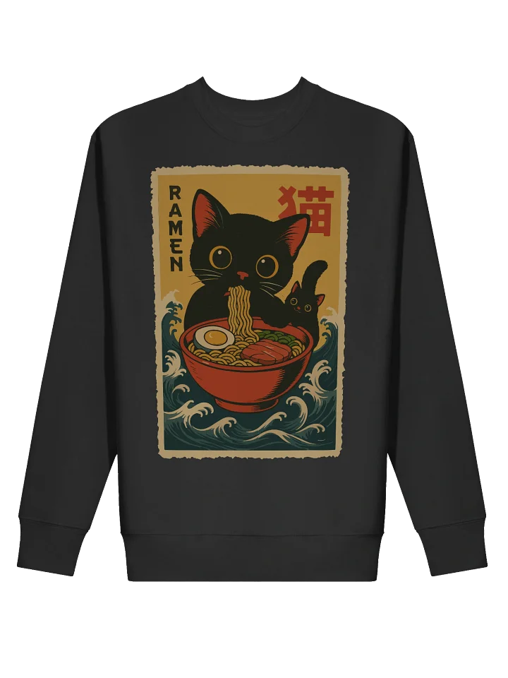 Black Cat Ramen Wave Charming Vintage Japanese Style Sweatshirt product image (9)