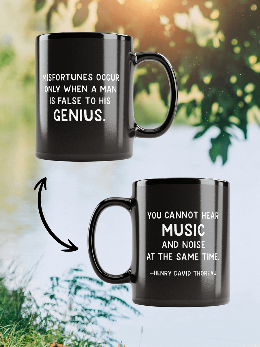 Embrace Your Genius Thoreau Quote Black Coffee Mug product image (1)