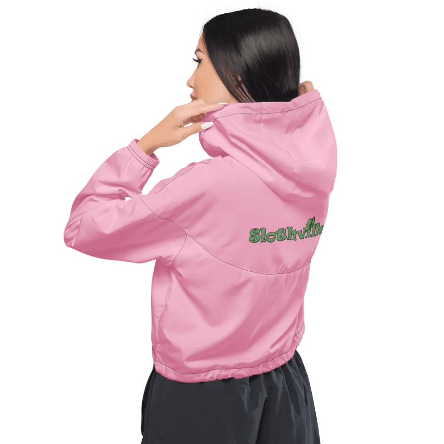 Sloth Serenity Cropped Cotton Candy Pink Windbreaker product image (3)