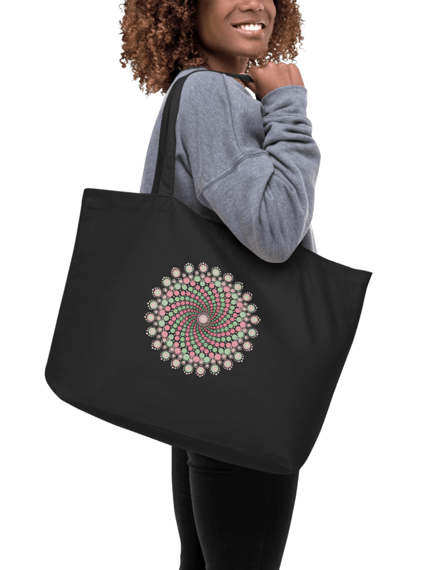 Green and Pink Dot Mandala Organic Cotton Tote Bag product image (2)