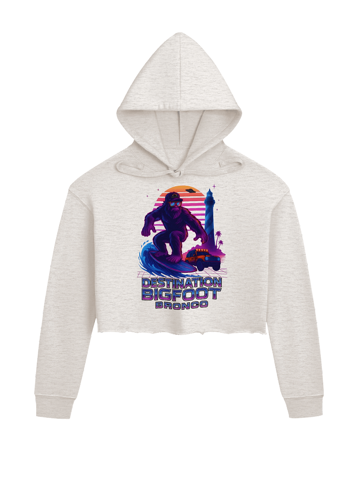Destination Bigfoot Bronco Synthwave Bella+Canvas Fleece Women's Crop Hoodie (Multiple Colors Available) product image (1)