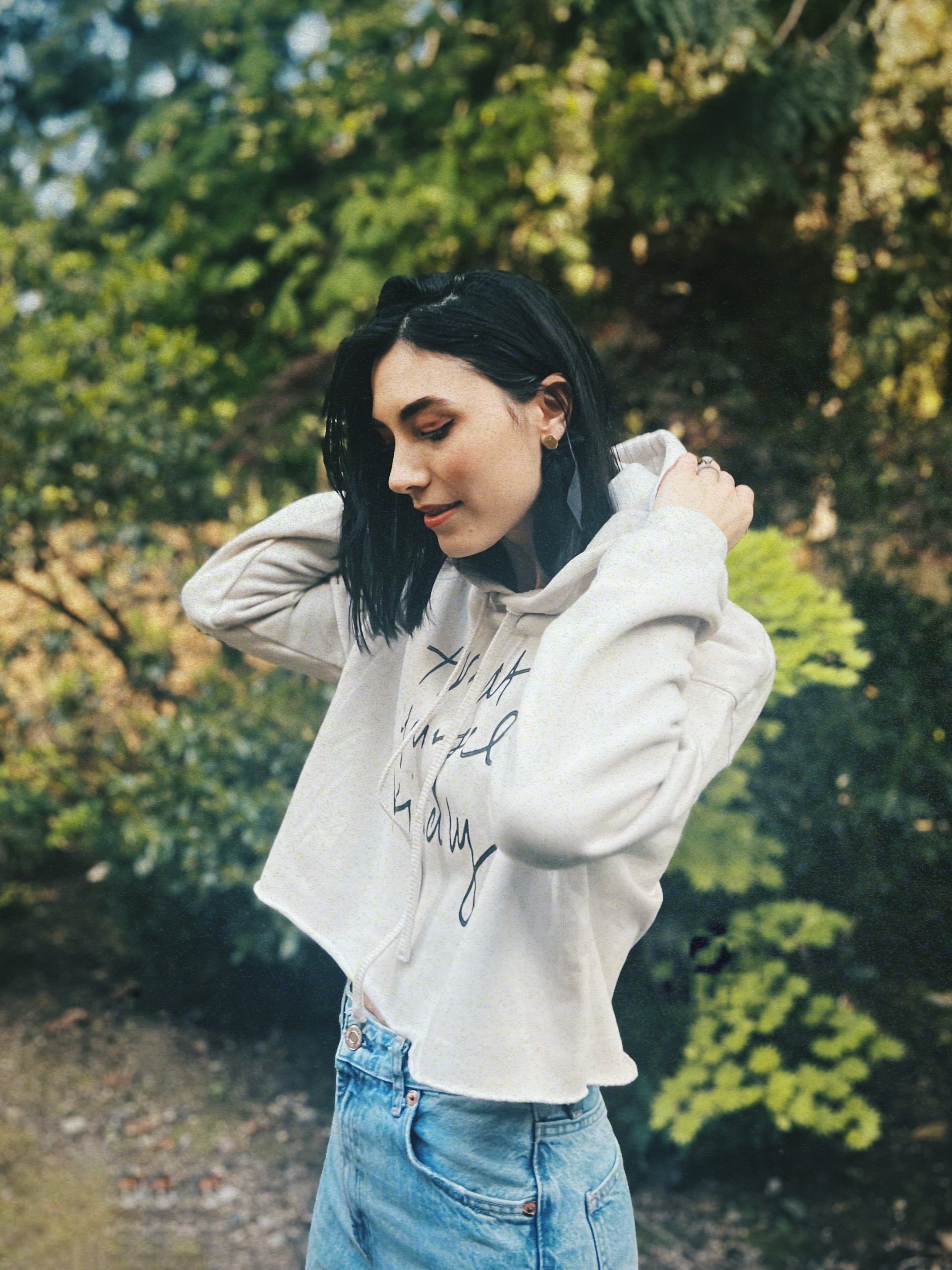 Kindly Printed Handwriting Crop Hoodie product image (1)