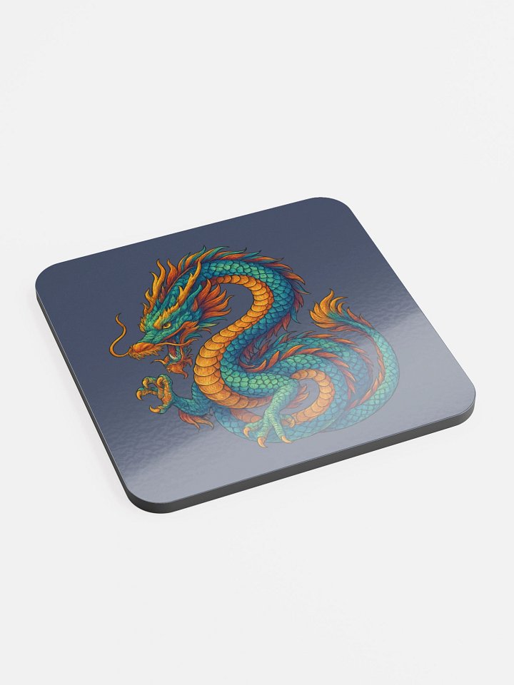 🐉 Emspiracy Flame Coaster – Colourful Dragon on Blue Edition 🜁 "The Flame Doesn’t Fade, It Just Waits." product image (2)