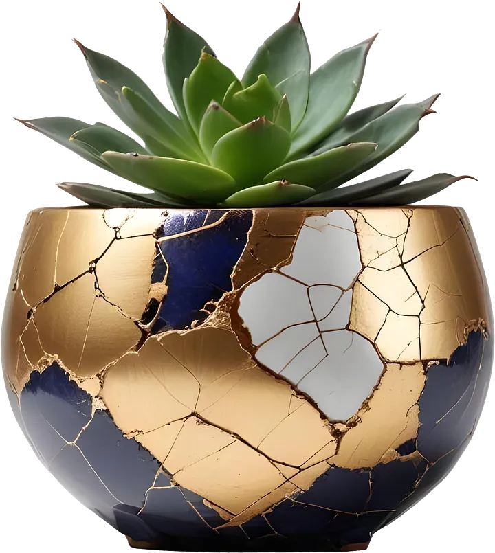 Kintsugi Brilliance – Succulent Design PNG product image (1)