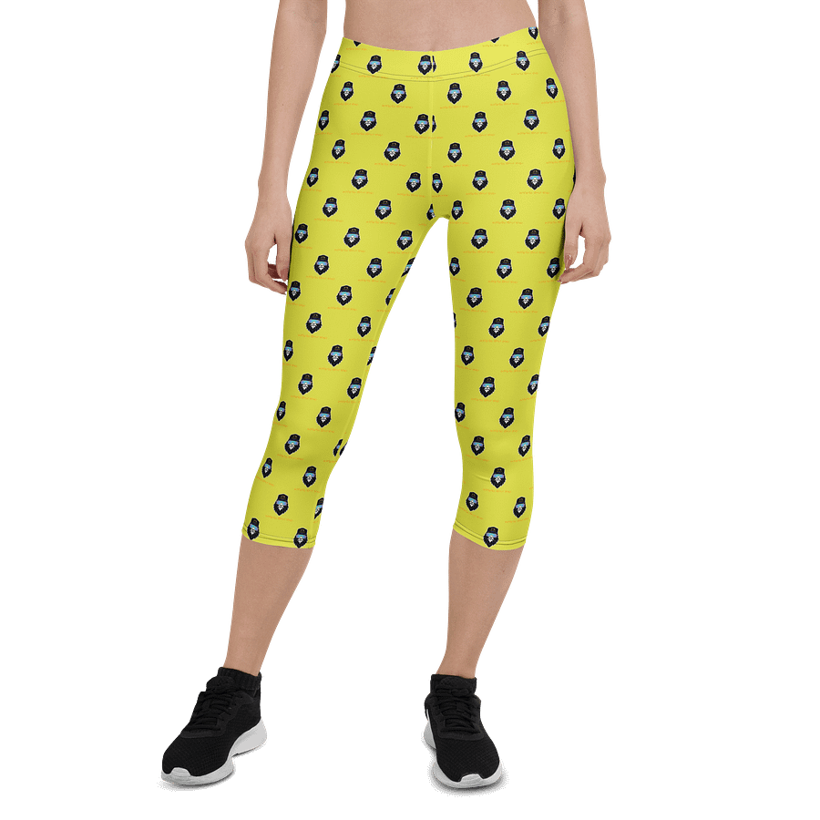 Synthsquatch Fitness Bigfoot Monogram Logo All-Over Print Capri Leggings (Neon Yellow) product image (1)