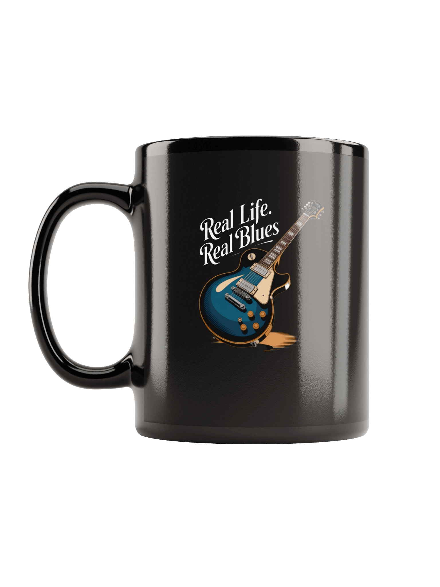 Real Life, Real Blues – Black Glossy Mug (The Slogan Series) product image (12)