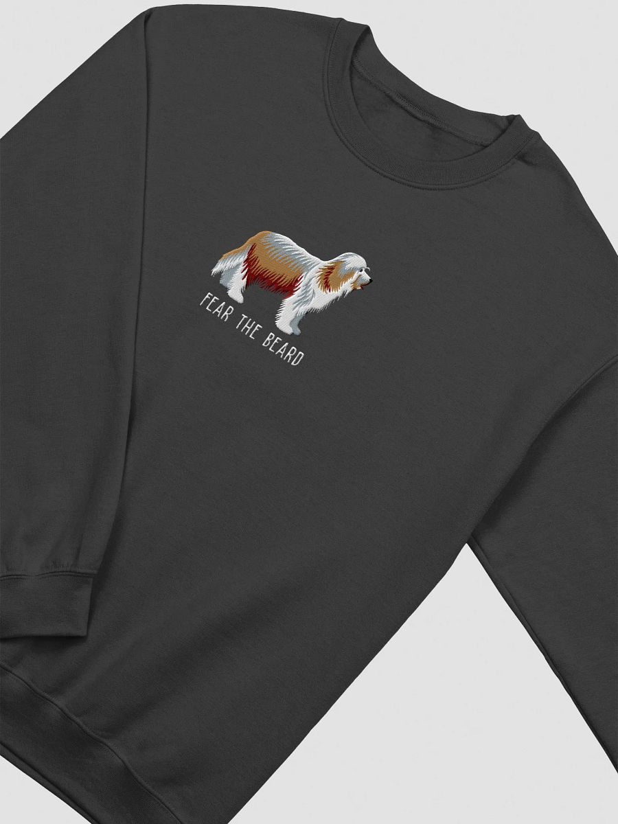 Fear the Beard Sweatshirt (Embroidered) of a Bearded Collie(Tan & White) product image (14)