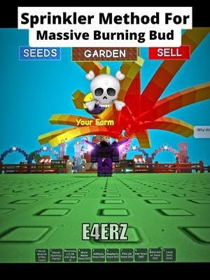 sprinkler method for massive burning bud 💀🔥 #growagarden #roblox #fyp