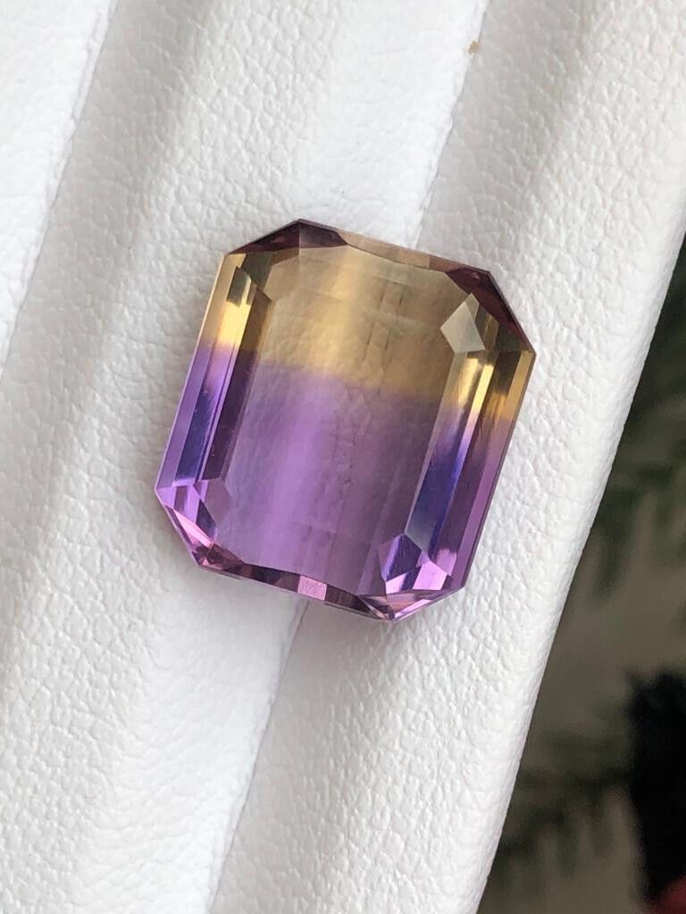 BI COLOR AMETRINE GEMS FOR PENDANT YELLOW/PURPLE COLOR EMERALD CUT, 7.90 CARAT product image (8)
