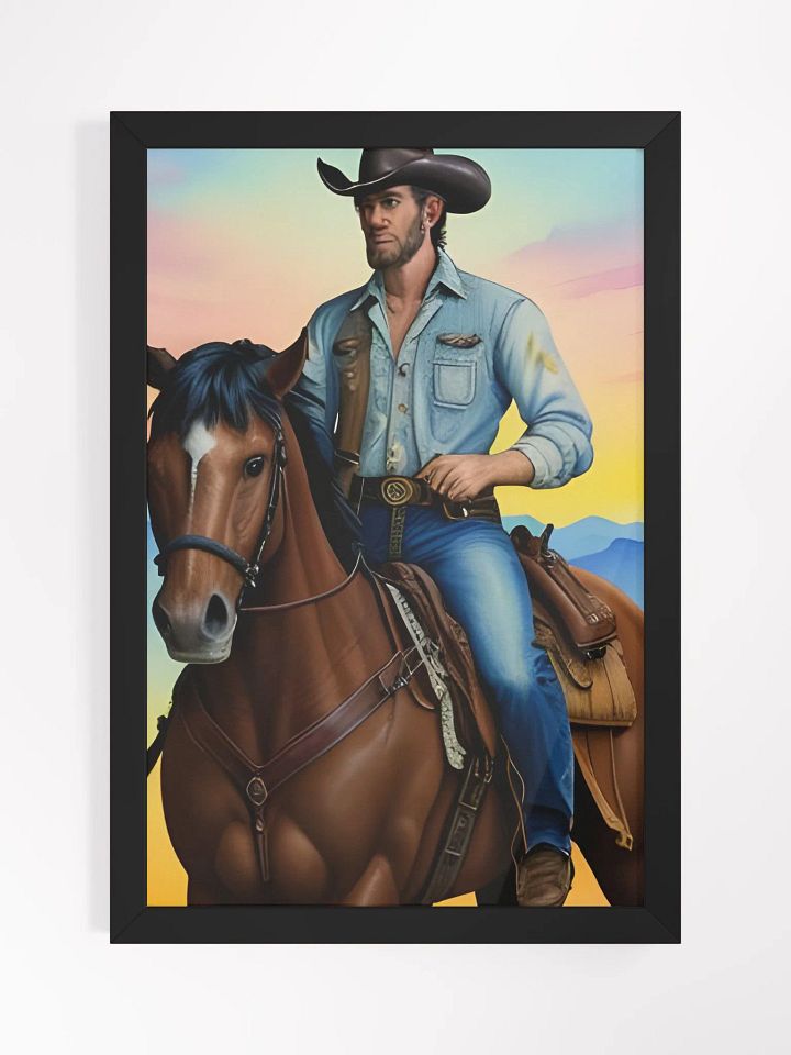 Cowboy setting on a horse wall art product image (4)