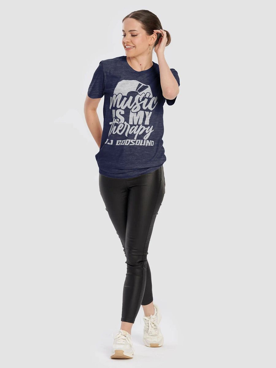 DJ T-Shirt With Graphic Rapper Merch Band Merch Music Merch By DJ GodSound "Music is My Therapy" Slogan Classic Fit UNISEX Blue product image (10)