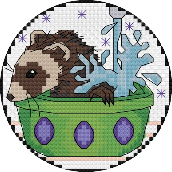 Zodiac Ferret - Aquarius Amethyst Ferret Cross Stitch Pattern (Digital PDF) product image (1)