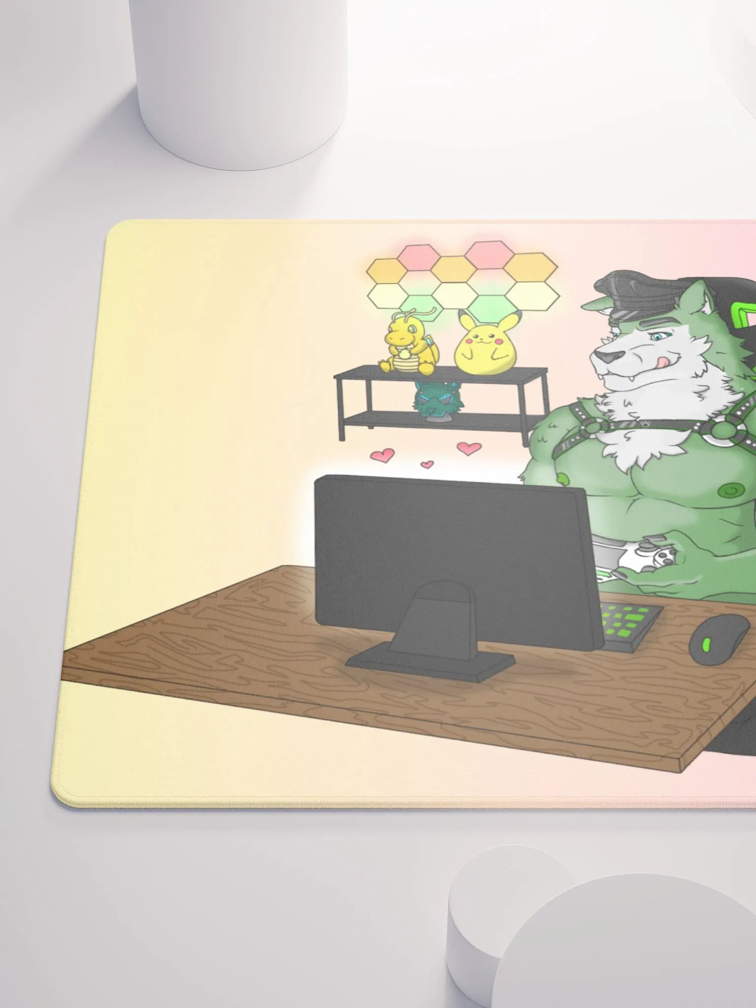 Cozy Wolf Dad Gaming Mouse Pad (Pink / Left) product image (10)