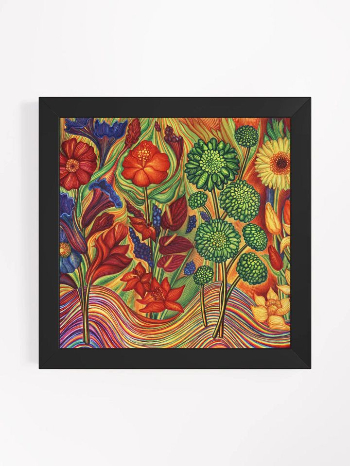 Vibrant Ayous Wood Framed Matte Poster - 5 Multicoloured Flowers product image (9)