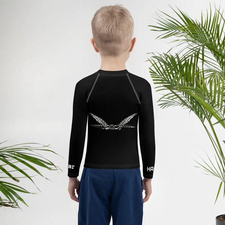 White HApex Gear White Logo Cancer Awareness Orange Ribbon. Black Kids Rash Guard product image (7)