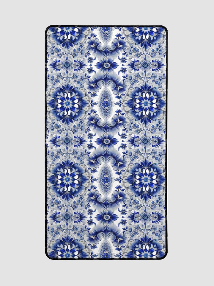 Desk Mat (31.5x15.5 inches) - Blue and White Floral Design product image (2)