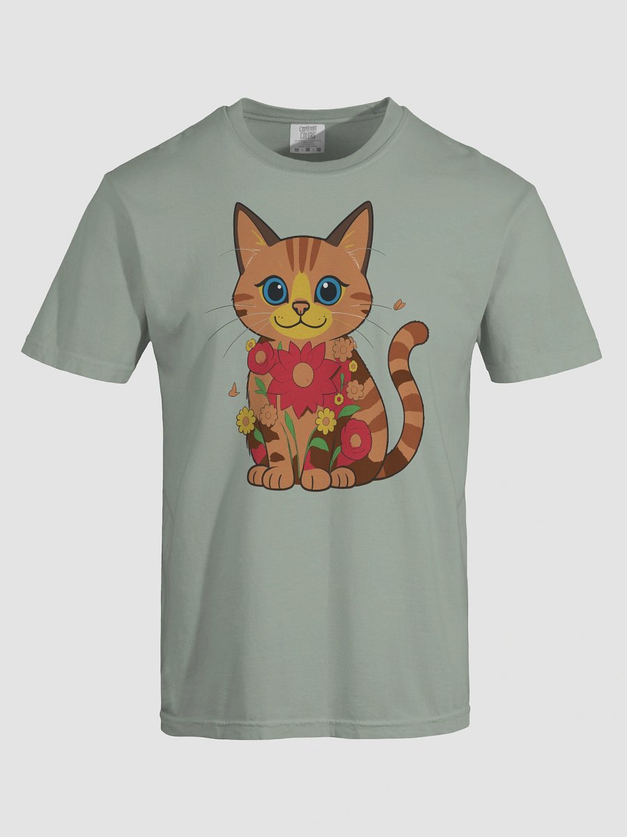 Striped Cat and Floral Bliss T-Shirt product image (4)