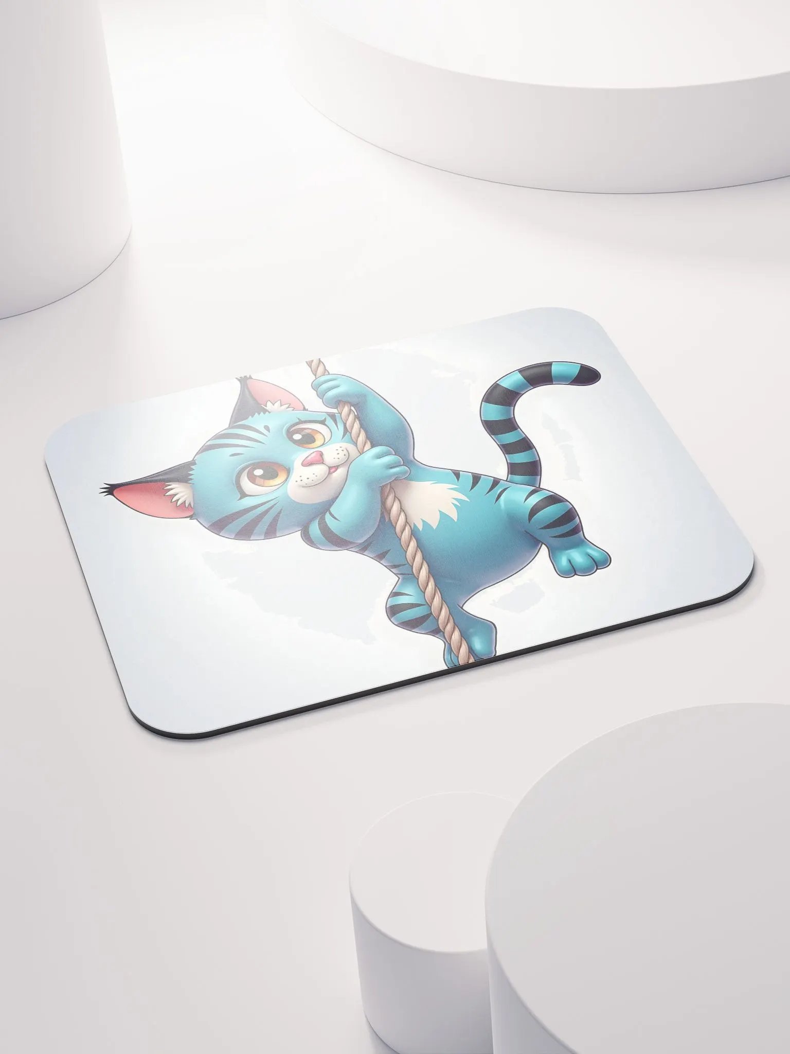 "Brave Climb" – Adorable Cat Climbing Rope Mouse Pad POD Design product image (4)