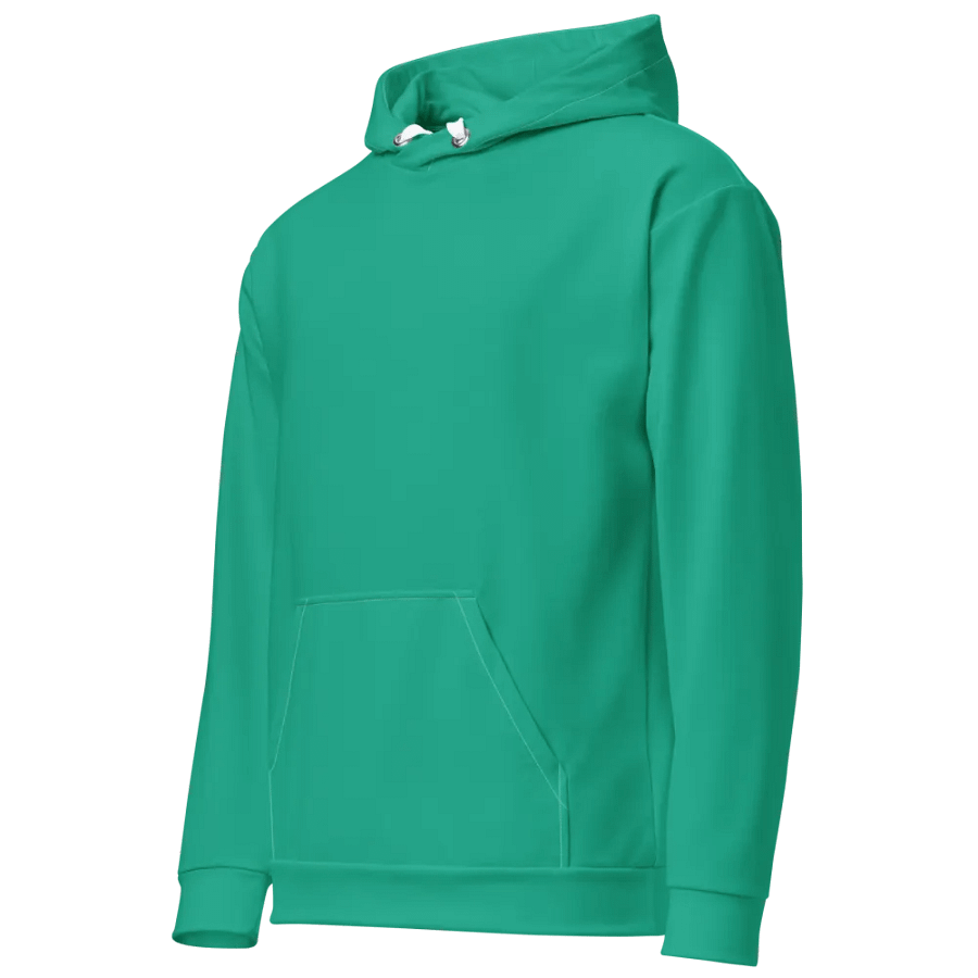 Plain Medium Sea Green Light Summer Unisex Recycled Polyester Heavyweight Premium Hoodie by Treasure Pie product image (12)