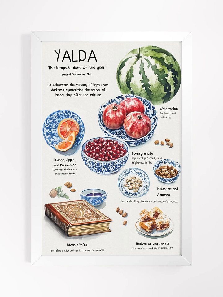 Minimal Watercolor Yalda Night - Watercolor Print - Persian Art Illustration Painting - Home Decor - Iranian Art product image (3)