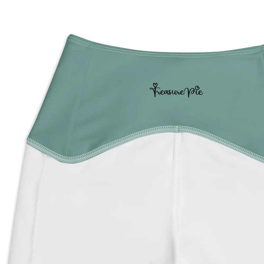 Plain Medium Teal Green Soft Summer Women's High Waisted Premium Crossover Leggings with Pockets by Treasure Pie product image (4)