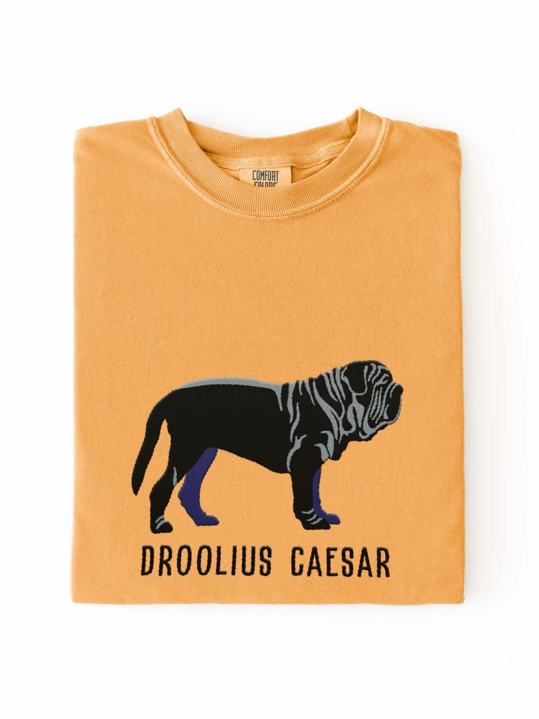 Droolius Caesar T-Shirt(Embroidered) of a Neapolitan Mastiff(Black) product image (1)
