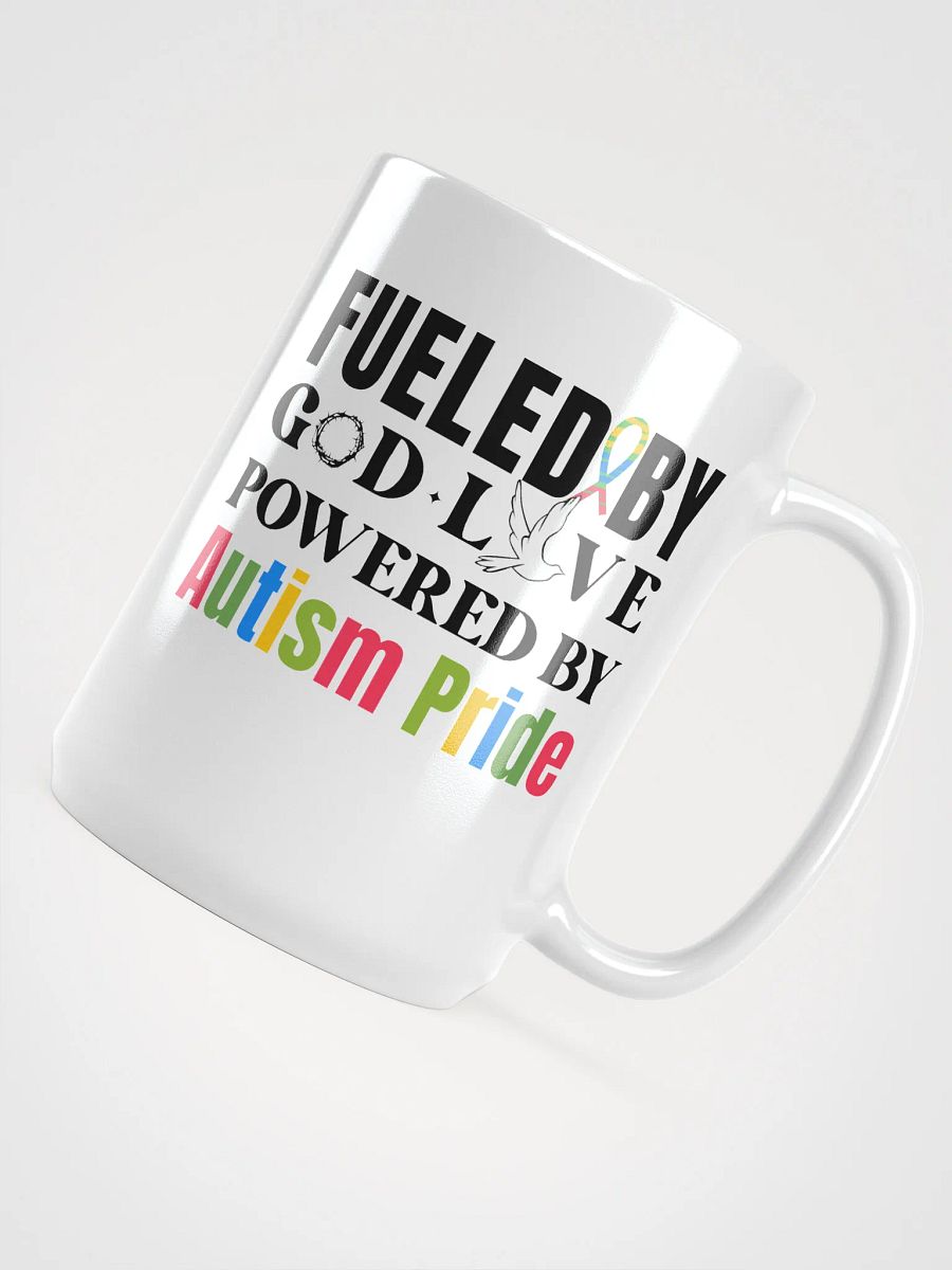Fueled By God, Powered By Autism Pride, Autism White Gloss Ceramic mug product image (4)