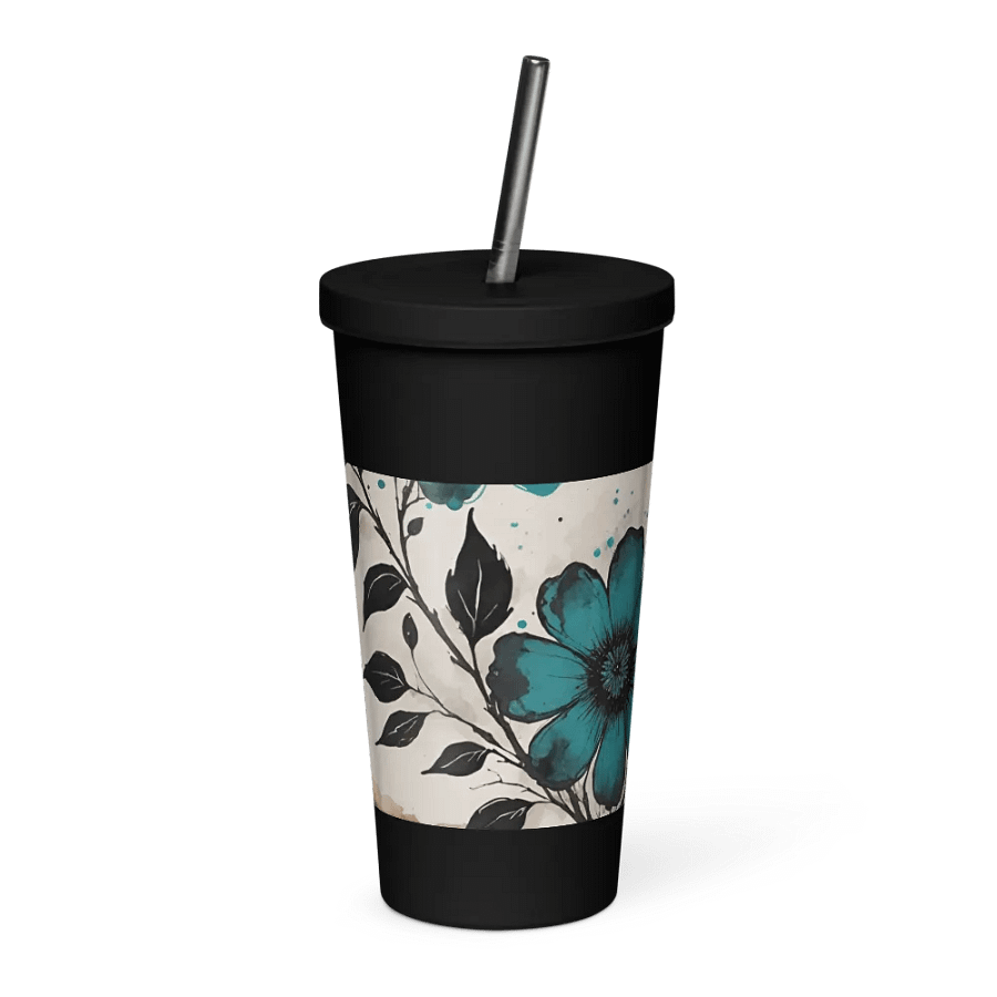 Teal Floral Grunge Aesthetic Tumbler product image (4)