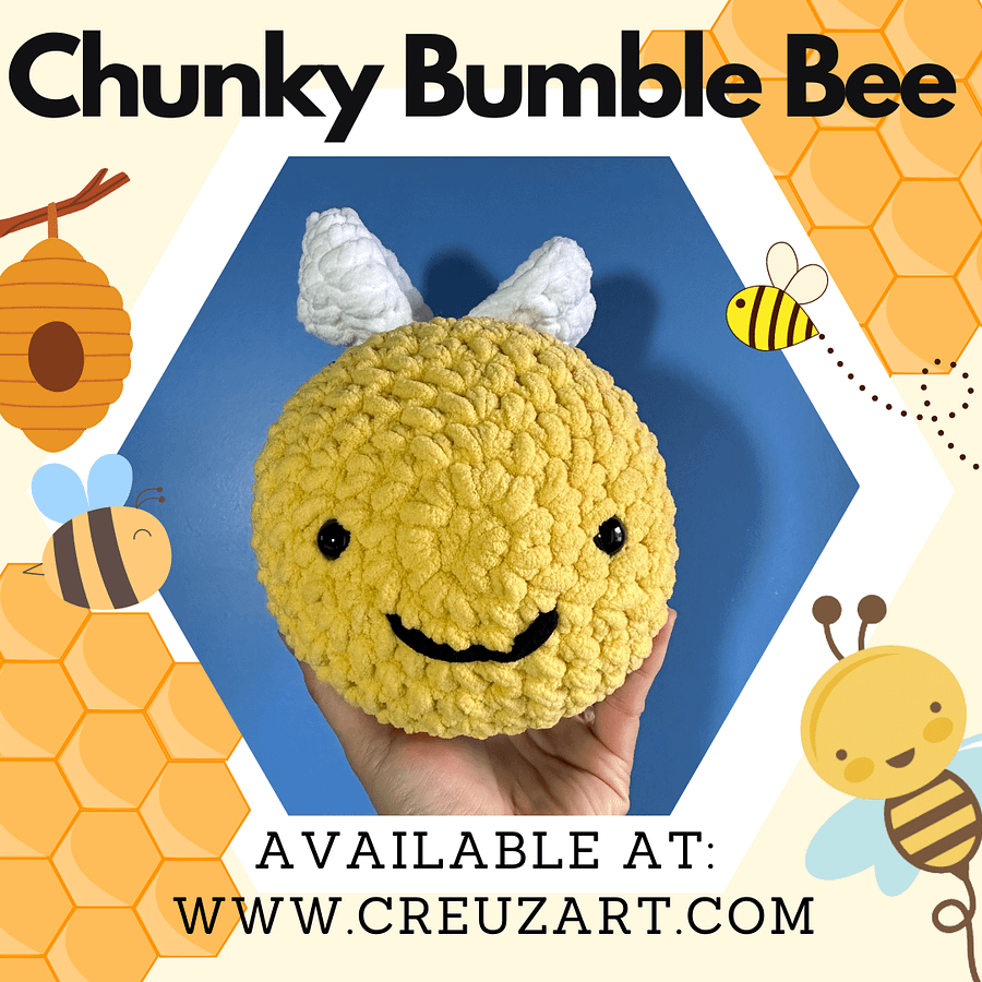 Crocheted Bumble Bee Plushies, Amigurumi, Yellow and Black, Bee Crochet, Bee Toy, Big Sized product image (1)