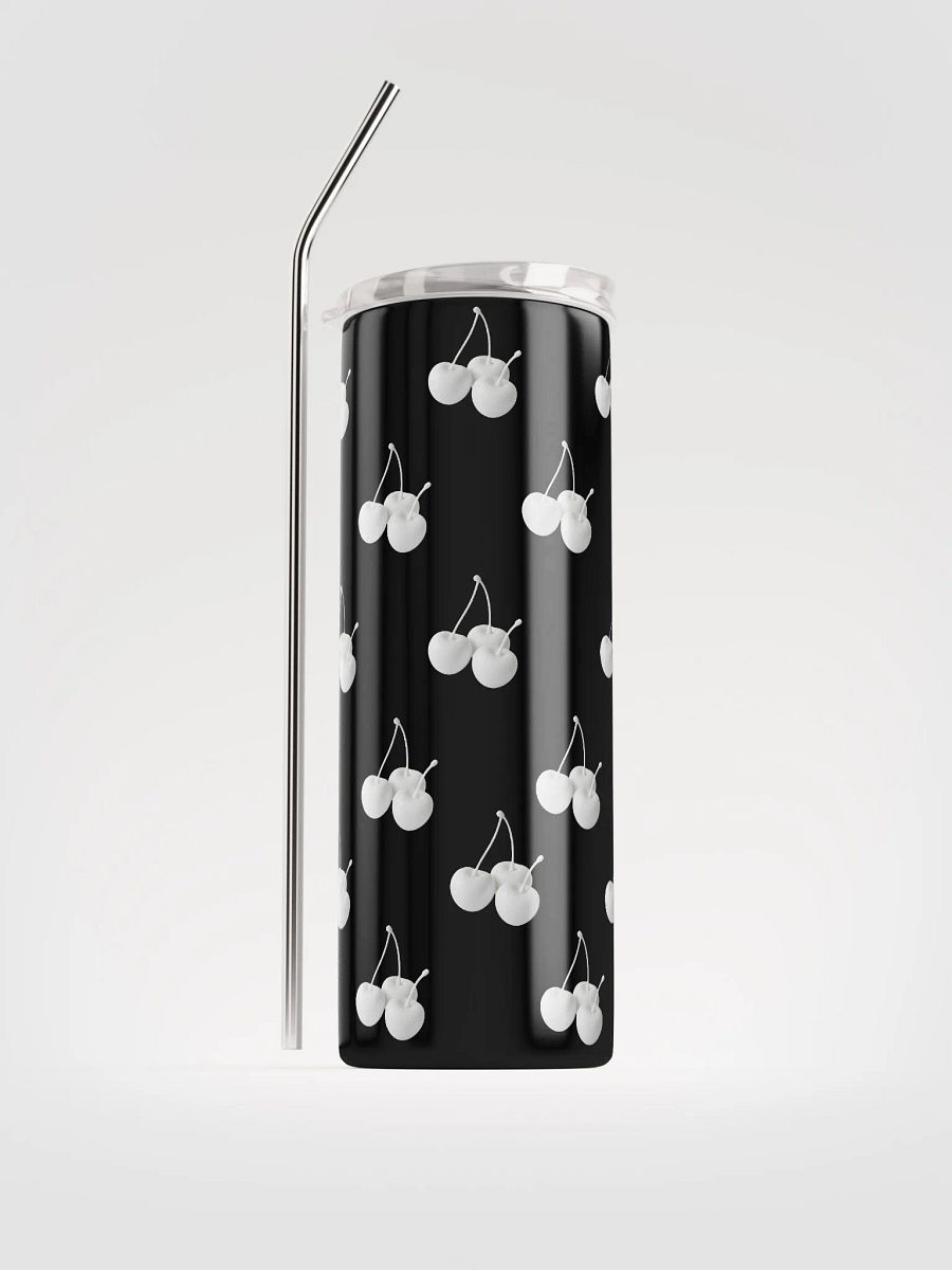 White Cherries Large Stainless Steel Tumbler with Reusable Straw product image (6)