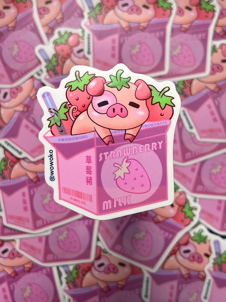 Zodiac Drink - Strawberry Milk Pig - Sticker product image (1)