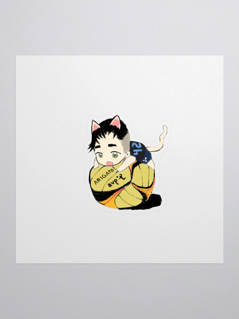 Arigato Neko Volleyball Sticker