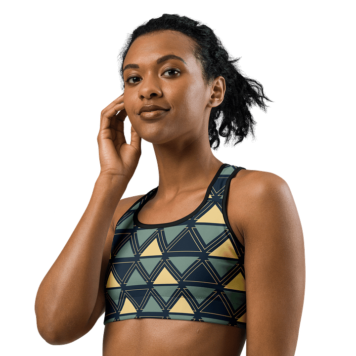 Triangulated Night Geometric Print Sports Bra product image (2)