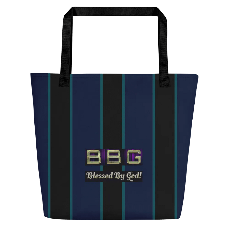 Purple and Black Striped BBG Tote Bag with Pocket product image (2)