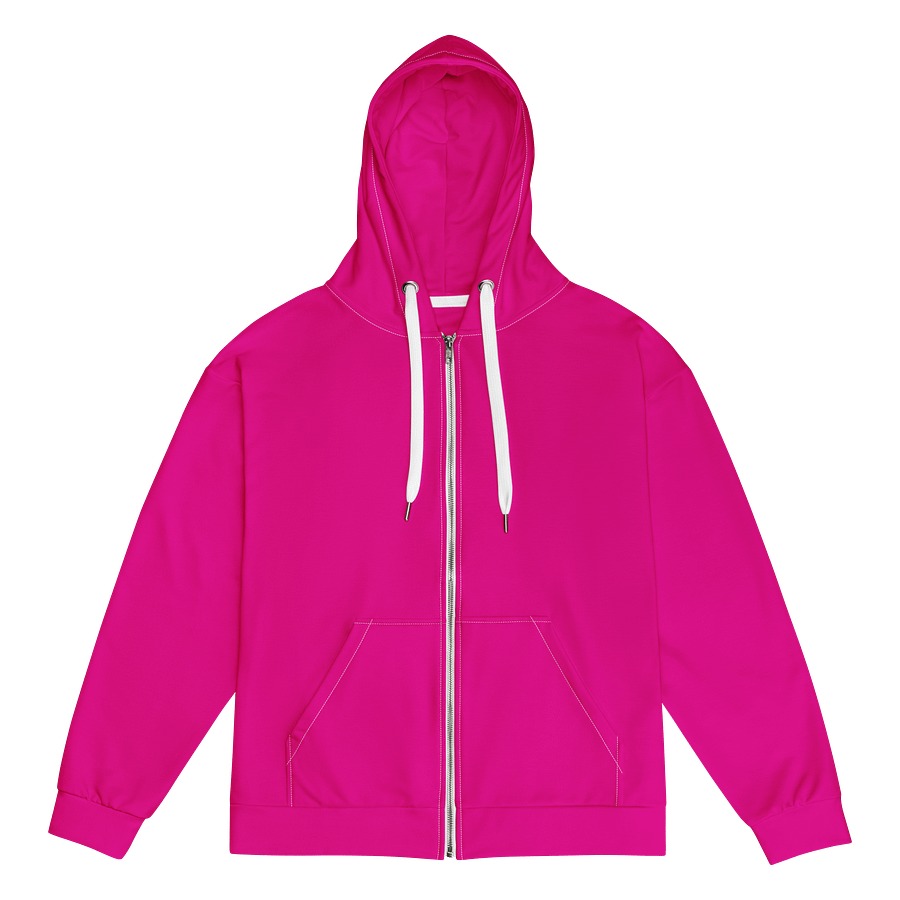 Fuchsia Pink Solid Color Eco Friendly Unisex Zip Hoodie product image (1)