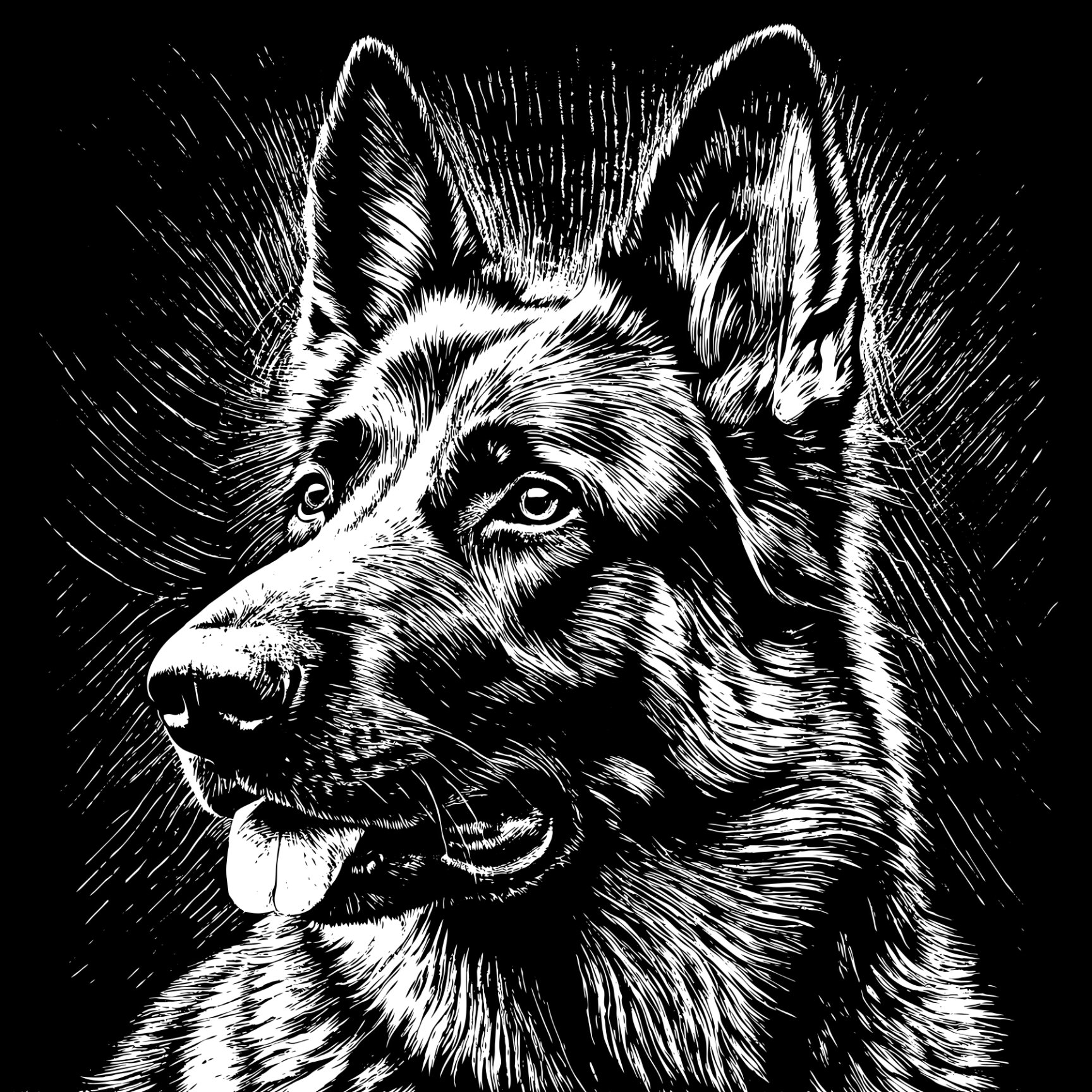 German Shepherd Pencil Sketch-24x24x300 product image (1)
