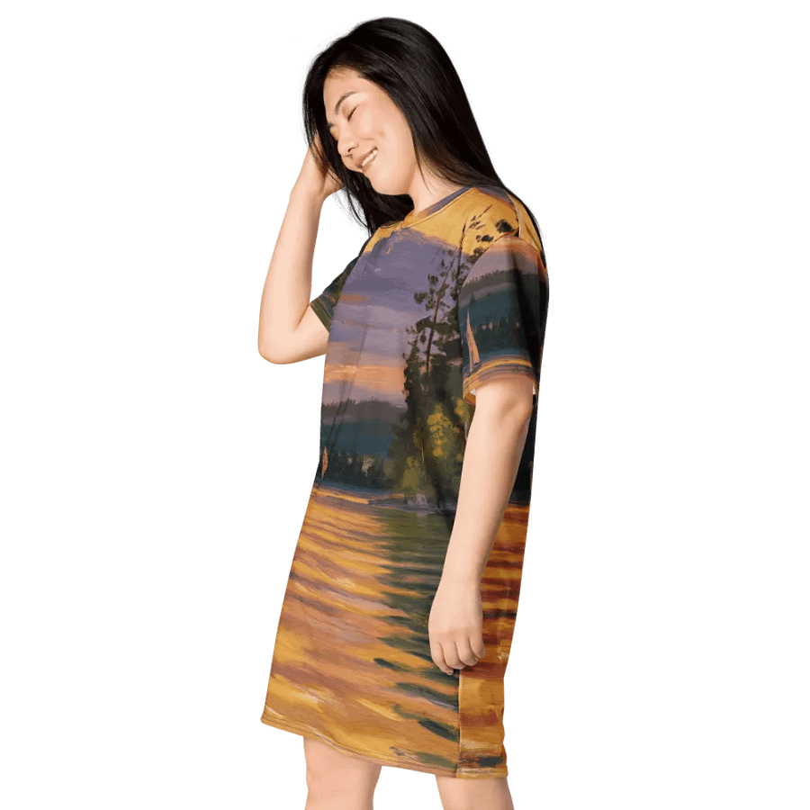Sunset Lake Sailing, T-shirt Dress product image (5)