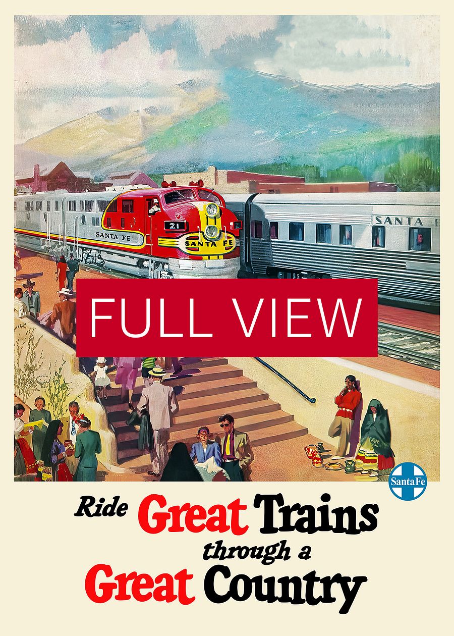 Santa Fe Railway, 1950s — retro train poster, vintage train art, train print, retro travel wall art product image (3)