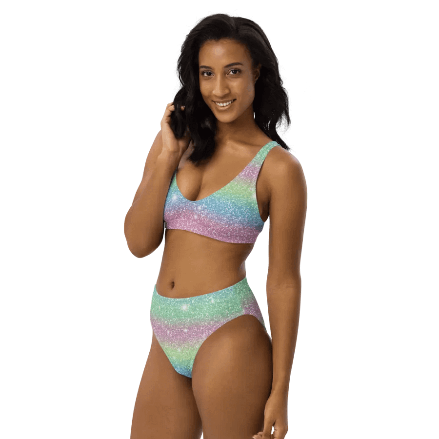 Glitter Unicorn Texture Design High Waisted Bikini (9) product image (10)