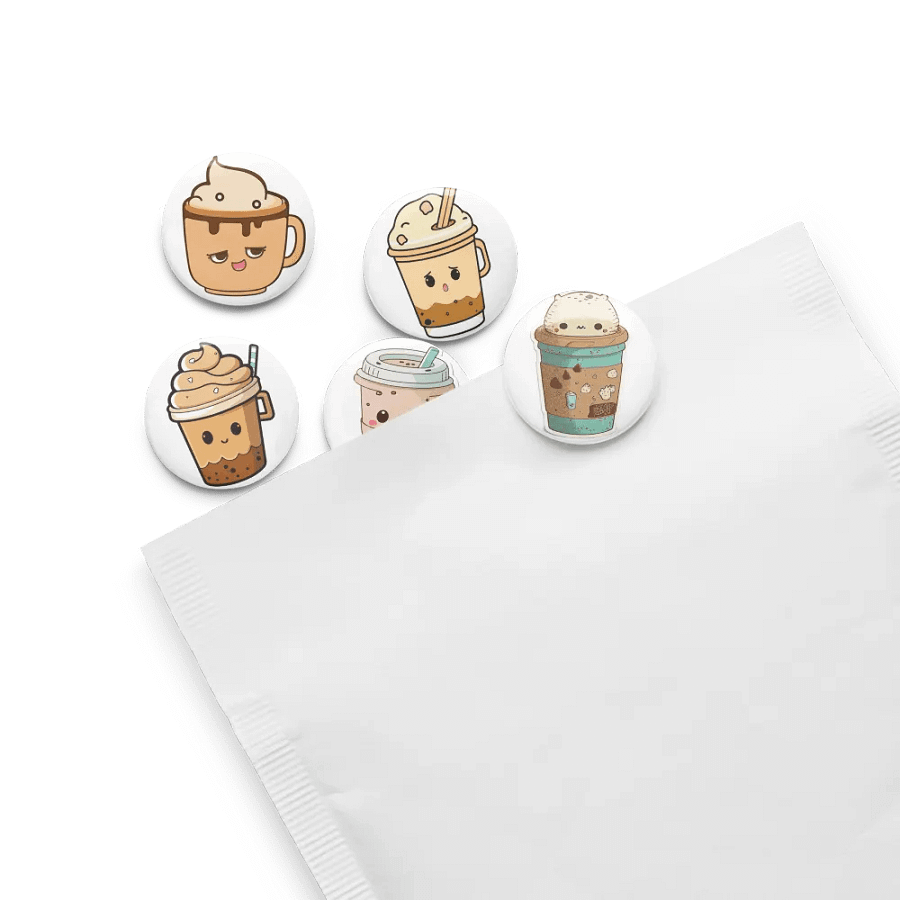 Sleepy Cute Coffee Cup Pin Button Set product image (13)