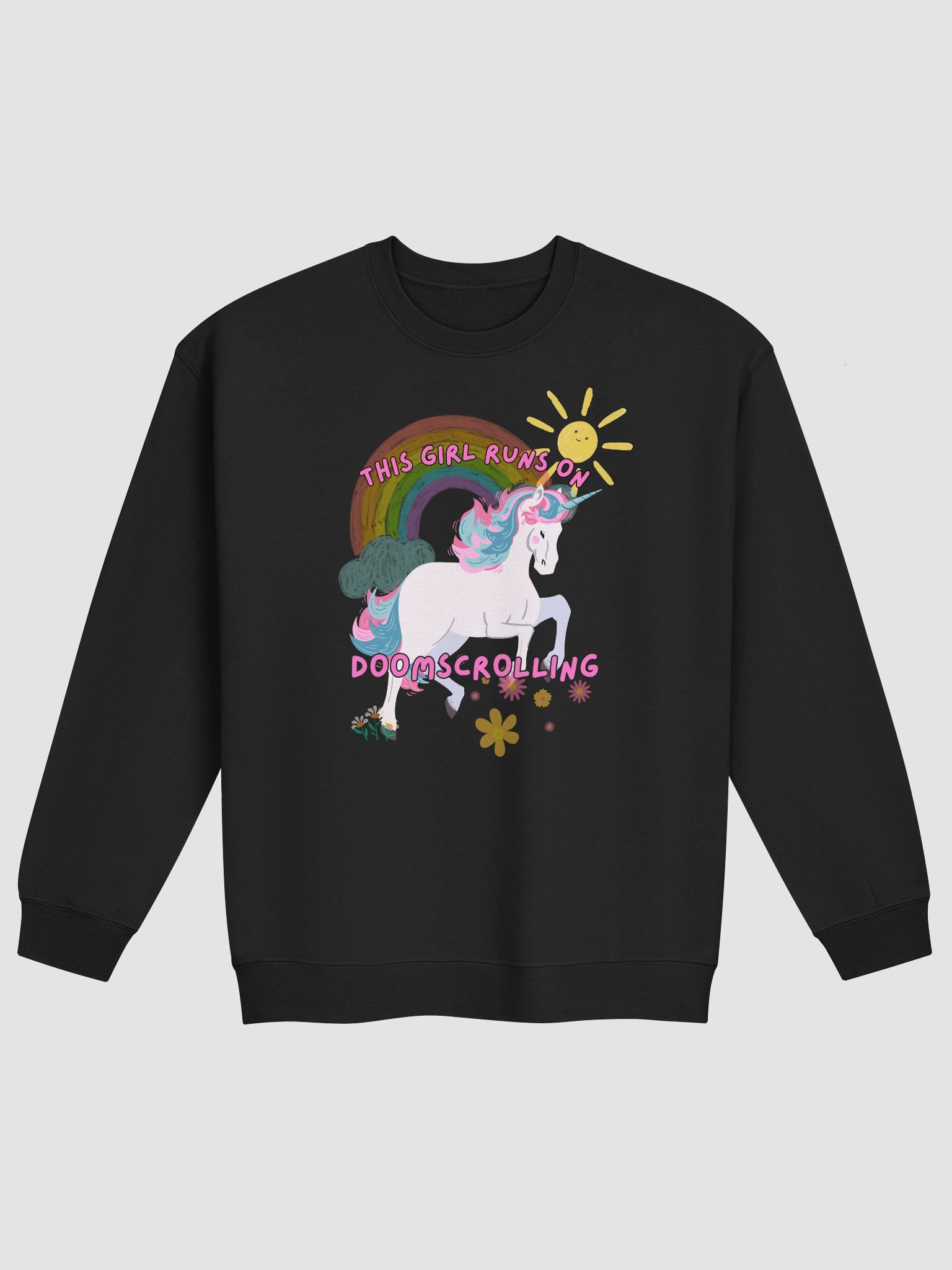 This girl runs on doomscrolling Crewneck product image (1)