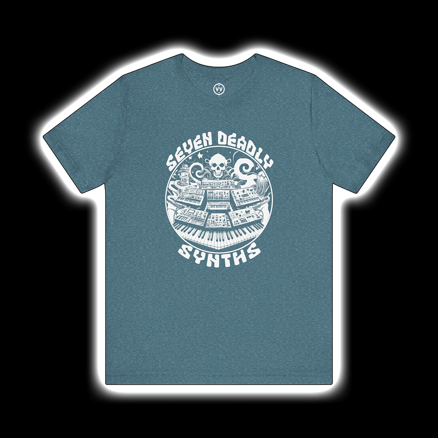 Synthesizer Collector T-Shirt - Seven Deadly Synths (7 Synthesis Techniques) WHITE PRINT product image (1)