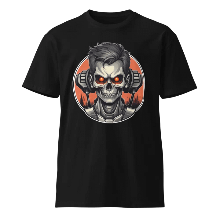 Cyberpunk Skull with Red Eyes and Headphones T-Shirt product image (1)