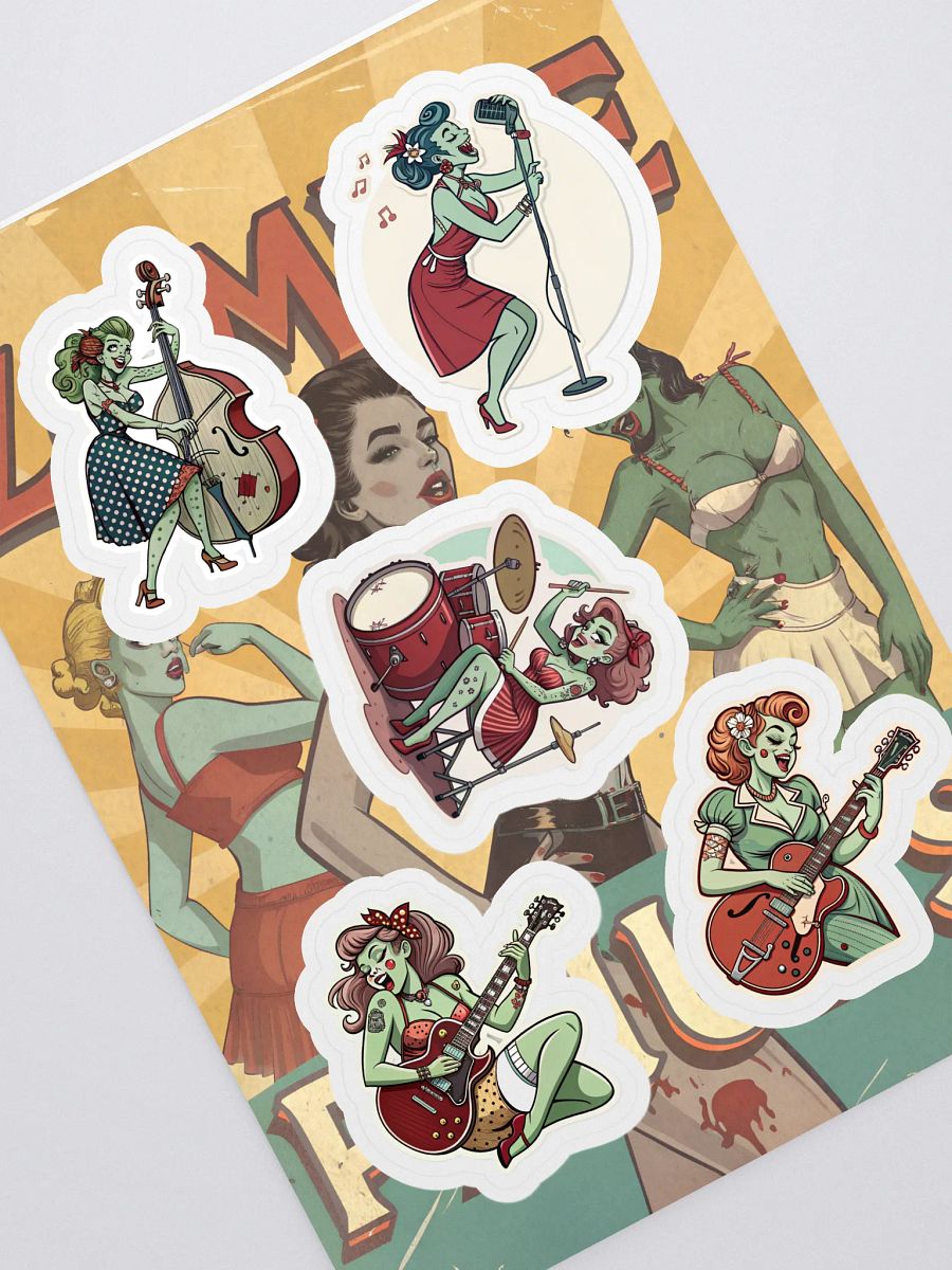 Zombie Pin-up band Sticker Sheet product image (1)